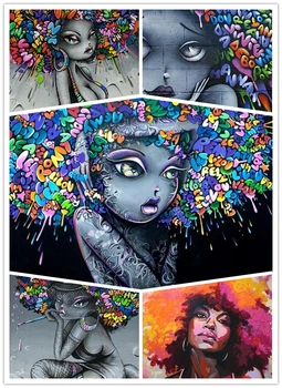 Kaasaegne Street Art Print Lõuend Must Tüdruk Graffiti Art Maalid Seinale Plakatid ja Pildid Pop Art Pictures Home Decor