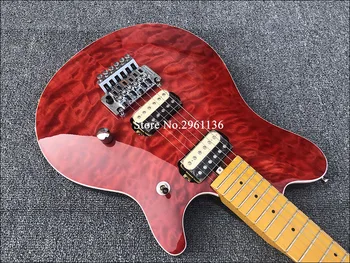 Punane Electric Guitar Tahke Mahagon keha Quilted Maple Top Vineer Floyed Roos Silla Zebra Pickup, Kiire Kohaletoimetamine
