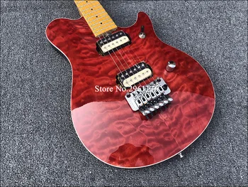 Punane Electric Guitar Tahke Mahagon keha Quilted Maple Top Vineer Floyed Roos Silla Zebra Pickup, Kiire Kohaletoimetamine