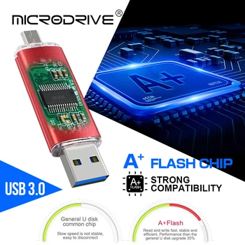 Tasuta Type-C Adapter 3 in 1 OTG USB mälupulk Micro-USB Pen Drive 128GB 64GB 32GB 16GB 3.0 mälupulk