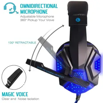 Gaming Kõrvaklapid Peakomplekti Sügav Bass Stereo juhtmega mängija Kõrvaklapid Mikrofon koos taustavalgustusega jaoks PS4 ARVUTI Sülearvuti Kõrvaklapid