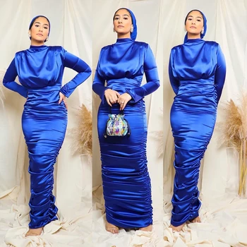 Eid Rüü Satiin Longue Abaya Dubai Türgi Moslemi Hijab Pikk Kleit Seal Kaftan Islam Aafrika Kleidid Naistele Djellaba Kauhtana Marocain