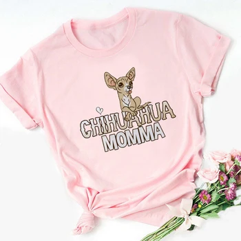 Chihuahua Momma Koer Tähed Trükitud Naiste Roosa T-särk Suvel Uus Mood Lühikesed Varrukad Tshirts Naiste Vabaaja Dog Lovers Tops