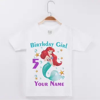 Palju õnne Sünnipäevaks Tee Baby Girl Merineitsi Prindi Tüdrukute Pluusi Number 24 M-8T Custom Nimi Sünnipäeva kingitus Pool Tees Lapsed Riided