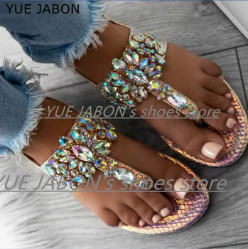 2021 naine sandaalid naistele Kive Korter Sandaalid Thong Crystal varbavahed sandaalid gladiaator sandaalid Rannas Vabaaja Daamid Kingad
