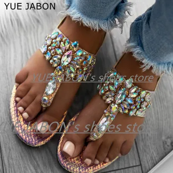 2021 naine sandaalid naistele Kive Korter Sandaalid Thong Crystal varbavahed sandaalid gladiaator sandaalid Rannas Vabaaja Daamid Kingad