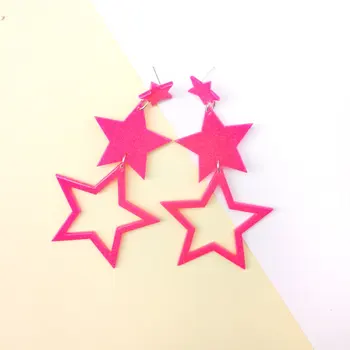 QUMENG Suur Fluorestseeruv värv Pentagramm Akrüül tolknema Kõrvarõngad Naiste Kerge Bijoux rock Suur Star Kõrvarõngad Ehted 2020