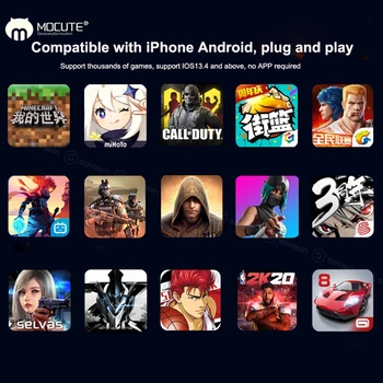 Mocute Gamepad 058 update 060 PUBG Töötleja Mobiiltelefon Android Traadita Teleskoop Juhtkangid iPhone IOS13.4