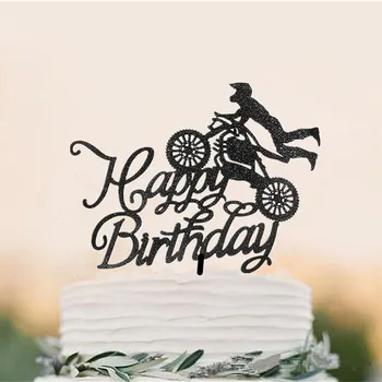 Krossi Cake Toppers Mootorratta Cupcake Toppers Happy Birthday Cake Teenetemärkide Mehe Sünnipäeva või Poisi Dirt Bike Teema