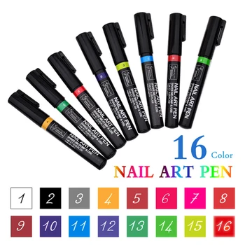 16 Color Nail Art Kaunistusi 3D Värvitud Värviga Värvitud Punkti Pliiatsid Küünte Harjad DIY Pliiatsid Küünte Nail Art