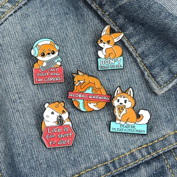 Armas Loom Emailiga Pin-Oranž Fox Shiba Inu Hamster Prossid Seljakotid Rinnamikrofon Pin Badge Ehted Kingitus Lastele Sõbrad Hulgimüük