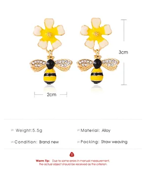 Korea Versioon Väike Mesilane Lill Kõrvarõngad Naiste Mood Mini Armas Kolledži Stiilis Pulmapidu emadepäeva Kingitus