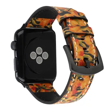 Õie Lill Tõeline Nahast Rihm Apple Watch Band Seeria 6 5 4 3 2 1 Retro Cowhide Watchband Jaoks iWatch 38/40mm 42/44mm