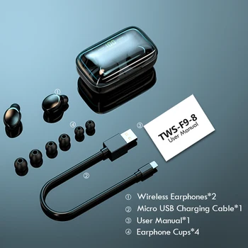 TWS Bluetooth Kõrvaklapid Juhtmeta Kõrvaklapid 9D Stereo Sport Veekindel Earbuds Kõrvaklapid koos Mikrofoniga Laadimise Kasti Smart Telefon