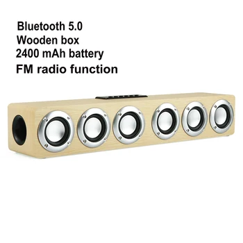 Kodukino kaasaskantav veerus Bluetooth Kõlar Traadita puidust kõneleja Äratuskell-Raadio subwoofer Soundbar TV kõlariga AUX USB