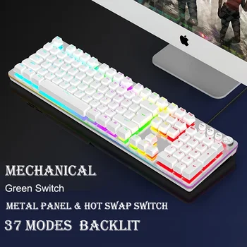 Roheline Telg Gaming Keyboard USB Juhtmega Mehaanilise Klaviatuuri ARVUTI Sülearvuti Interaktiivne Dünaamiline Taustvalgustus Mehaaniline Kyboard