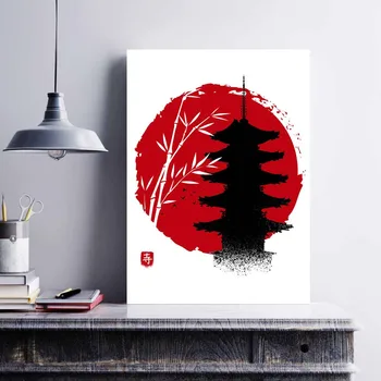 Jaapan Jaapani Stiilis Kunsti Samurai Torii Legendaarne Buda Fujiyama Bambusest Plakat