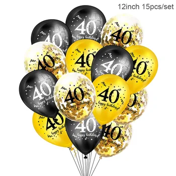 16 18 21 30 40 50 60 Aasta Number Baloons Sünnipäeva Õhupallid Õhku Konfetit Õnnelik 30. Sünnipäeva Teenetemärkide Täiskasvanud Must Kuld