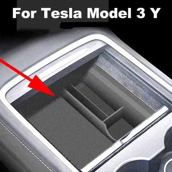 Uus Tesla Model 3 Y 2021 Auto Kesk-Taga Ladustamise Kasti Korraldaja Center Console Flokeerimisega/ABS Korraldaja Mahutite Omanik