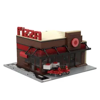 KES-35480 Modulaarne Pizza Hoone Plokid DIY Ekspert High-Tech Linna Euroopa Klaver Müügisalongi Modulaarne Maja