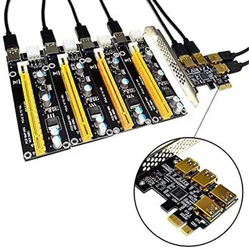 PCIE 1 kuni 4 PCI Express USB 3.0 Ärkaja Kaardi, et 1x PCIe 16x Port Multiplier Adapter Kaardi BTC Bitcoin Kaevandaja Kaevandamine