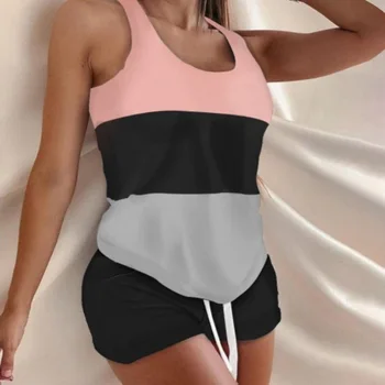 Pluss Suurus Triibuline Pidžaama Trükitud Kodu Ülikond Naiste Seksikas Pesu Komplekt Käisteta Vest+Pingutusnöör lühikesed Püksid Ujumistrikoo Sleepwear 2XL