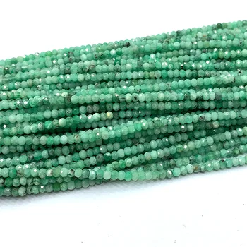 Veemake Green Emerald DIY Natural Necklace Bracelets Earrings Ring Faceted Small Rondelle Women's Beads For Jewelry Making 06688