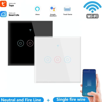 Touch Wall WiFi Lüliti Valgus Smart Elu Tuya Nr Neutraalne Traat 2 1 EL UK Klaas APP 1/2/3 Gang Google ' i Kodu Alexa 220V Dropship