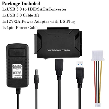 USA/EU/UK Plug USB 3.0 to SATA/IDE HDD Hard Disk Drive Converter 2.5/3.5 tolline Väline Kõvaketas Juhul, Kast 5 GBPS kiire