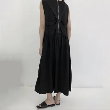 XITAO Must Kleit Moe Uus Naiste Varrukateta Jumalanna Fänn 2021 Suvel Väike Värske Vabaaja Vähemuse Plisseeritud Kleit Top ZP1590