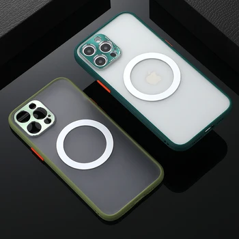 Magsafing Magnet Case For iPhone 12 11 Pro Max X XS XR 8 7 Plus SE 2020 Juhtmeta Laadija Metallist Objektiivi Kaitse Kate Selge