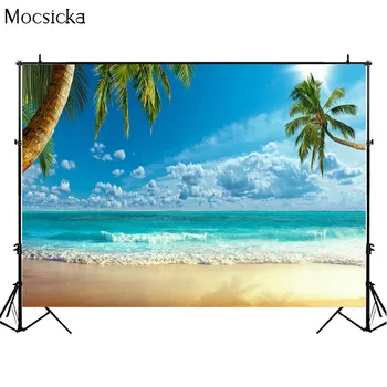 Mocsicka Suvel Beach Party Maastiku Troopiline Puhkus Tausta Fotostuudio Taust Ilus Palm Tree Mere Banner