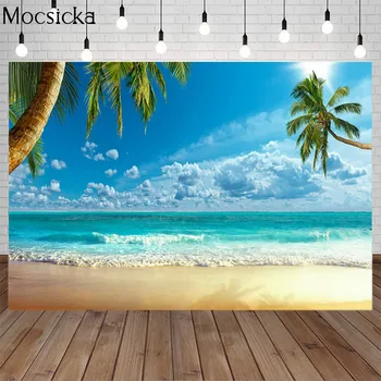 Mocsicka Suvel Beach Party Maastiku Troopiline Puhkus Tausta Fotostuudio Taust Ilus Palm Tree Mere Banner
