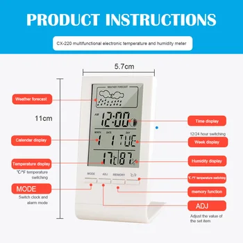 Termomeeter Hygrometer Näidik Näidik Automaatne Elektrooniline Temperatuuri-Niiskuse Jälgida Indoor/Outdoor Ilmajaamas Kell