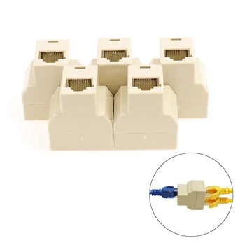 5tk/Palju 1: 2 ja Viis LAN Ethernet võrgukaabel RJ45 Naine Splitter Pistiku Adapter Arvuti Valge Kõrge Kvaliteediga