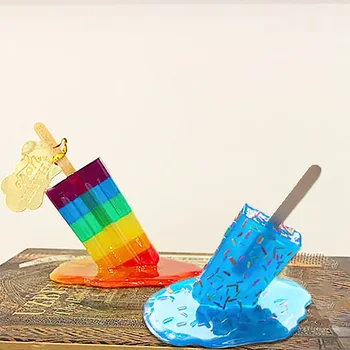 Läbipaistev Sulamine Popsicle Skulptuur Kaunistamiseks Miniatuursed Vaik Käsitöö Popsicles Jäätis Tarvikud Home Office Tabel Decor