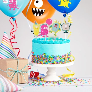 Monster Pere Teema Cake Toppers Kaunistused Kids Sünnipäeva Asjade Beebi Poistele Dušid Armas Väike Koletised Muster Soosib