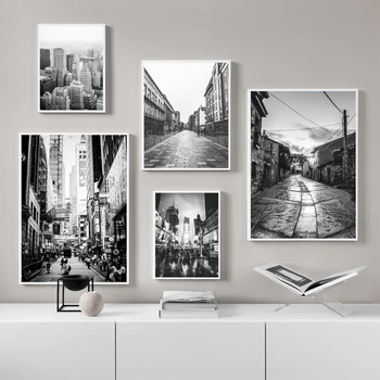 Linna Tänaval Lõuendile Maali Bridge New Yorgis Wall Art Must Valge Põhjamaade Plakatid ja Pildid Seina Pildid elutuba Prindi