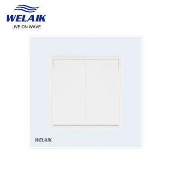 WELAIK Nupp Switch Tootja Seina Valguse Lüliti, Must, Valge Crystal Glass Panel AC 110-250V 2Gang 1Way A1721W/B
