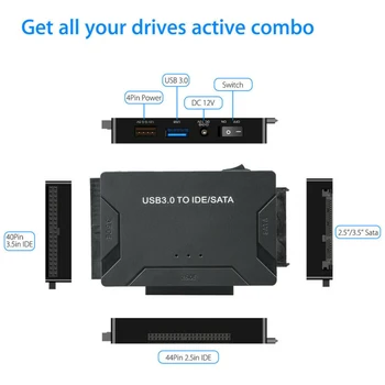 USB 3.0 To IDE & SATA Converter Välise Kõvaketta Adapter Kit-Kaabel, USB 3.0 To SATA/IDE HDD SSD Kõvakettad Converter 2.5/3.5