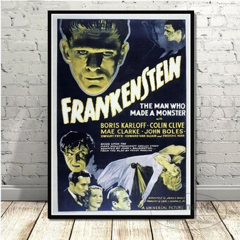 Frankenstein Universaalne Koletised Õudusfilm Film Lõuendile Maali Pildid Seinale Abstraktse Dekoratiivsed Home Decor Obrazy
