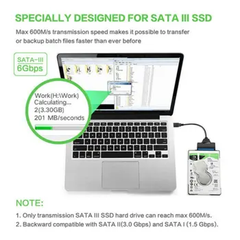 USB 3.0 SATA 3 Kaabel-Sata - > USB Adapter, Kuni 6 gbit / s Toetada 2.5 Tolli Väline SSD HDD Hard Drive Converter Kaabli Pikkus 20CM