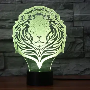 Loomade Lõvi 3D LED RGB Öö Valguses 7 Värvi Muuta Laud Kerge Tegevus Arvandmed 2237 Lapsed Kodus Jõule Mänguasjad
