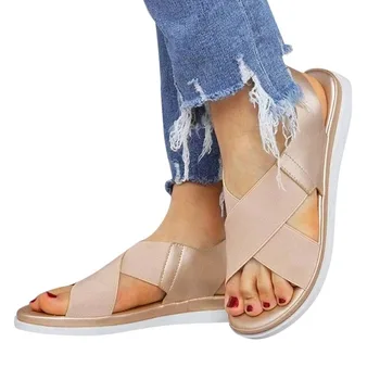 Suvel Mugavad Tõsta Naiste Sandaalid Tekstiili-Pleisse Non-slip Sandaalid Elastne Vabaaja Rand Kingad Naine Klassika Kerge