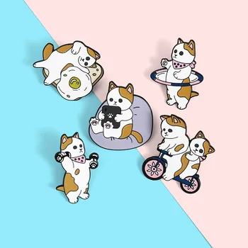 Cartoon kassipoeg, ratsutamine, jalgratta -, tõste-barbell fitness telekat armas Pross riided kotti armas tarvikud Badge)