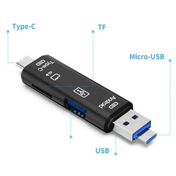 Tüüp-C 5-In-1 Card Reader Multifunktsionaalne Kaasaskantav Mikro - /USB - /Type-C/TF OTG-Kaardi Lugeja ARVUTI Sülearvuti, nutitelefon Jne