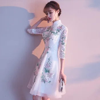 Pool Õhtul Cheongsam Kleit Oriental Hiina Stiilis Elegantne Naine Midi Qipao Sexy Lühike Kleit Vintage Harajuku Vestido Riided