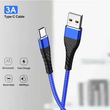USB-C 3.0 Andmeid Traat tipo c Quick-Charge Kaabel Samsung S20 FE S8 pluss Motorola G9 Mängida Xiaomi Mi 11 C Tüüpi kiire Laadija Kaabel