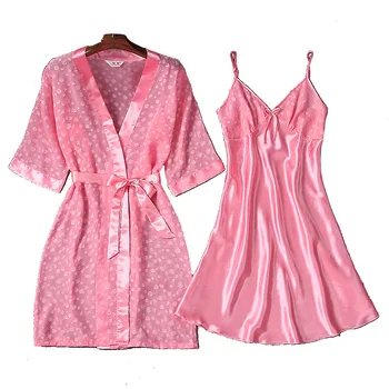 2021 primavera Uus Seksikas Pilduma Nightgowns Jää Pidžaama Pits Rüü Naiste Nightdress Sobiks Kaks Tükki, Komplekti Kodus Kandma Sleepwear
