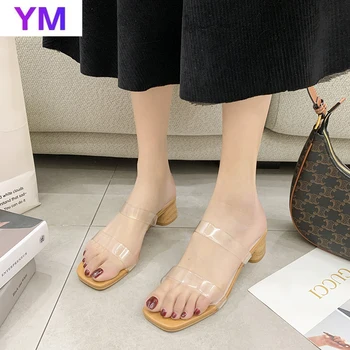 PVC Jelly Sandaalid Avatud Toed Kõrged Kontsad Tõsta-Naiste 2021 Läbipaistev Sandaalid Zapatos De Mujer Tacon Sapatos Femininos Plus35-43